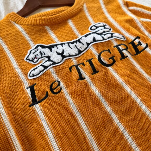Orange and White Striped Le Tigre Crewneck Sweater SZ: XL Fits like an L - Picture 3 of 4